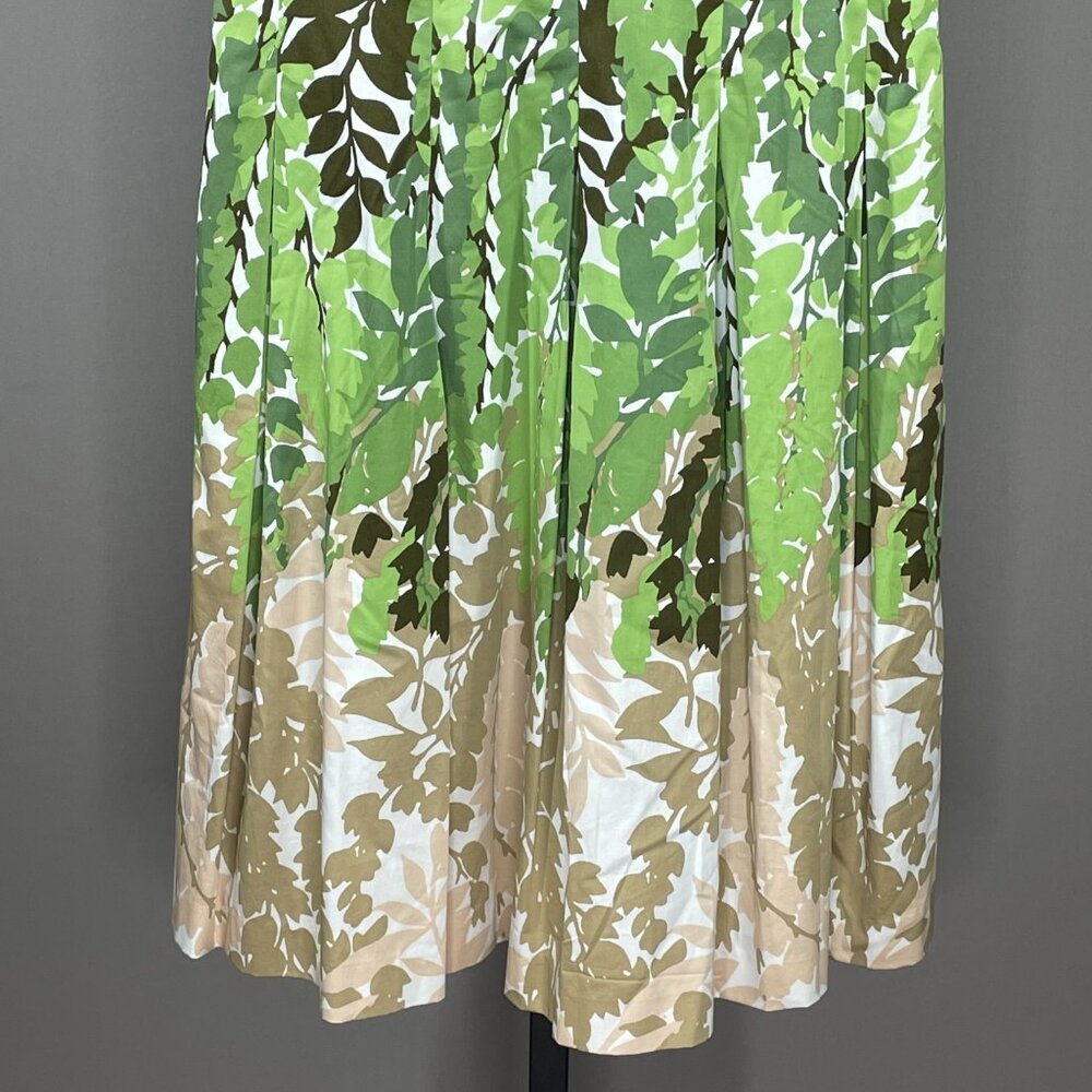 NEW Talbots Dress Womens 8 petite green brown floral fit flare preppy - Picture 3 of 9